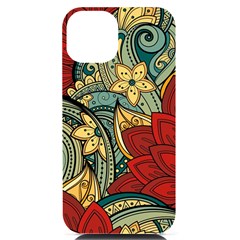 Pattern Shape Colorful Flower Leaves Iphone 14 Black Uv Print Pc Hardshell Case by Posterlux