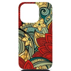 Pattern Shape Colorful Flower Leaves Iphone 14 Pro Black Uv Print Pc Hardshell Case by Posterlux