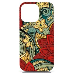 Pattern Shape Colorful Flower Leaves Iphone 14 Pro Max Black Uv Print Pc Hardshell Case by Posterlux