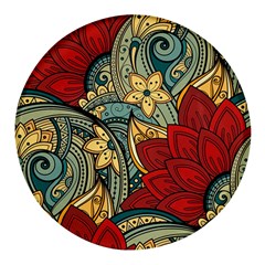 Pattern Shape Colorful Flower Leaves Round Glass Fridge Magnet (4 Pack) by Posterlux