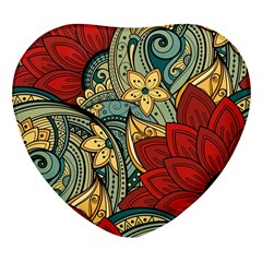 Pattern Shape Colorful Flower Leaves Heart Glass Fridge Magnet (4 Pack) by Posterlux