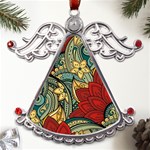 Pattern Shape Colorful Flower Leaves Metal Angel with Crystal Ornament Front