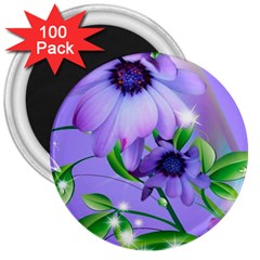 Purple Flower Nature 3  Magnets (100 Pack)