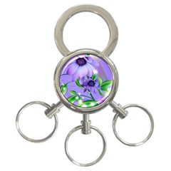 Purple Flower Nature 3-ring Key Chain