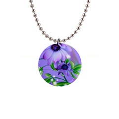 Purple Flower Nature 1  Button Necklace