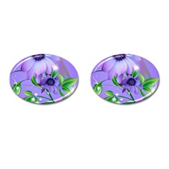 Purple Flower Nature Cufflinks (oval)