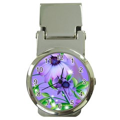 Purple Flower Nature Money Clip Watches