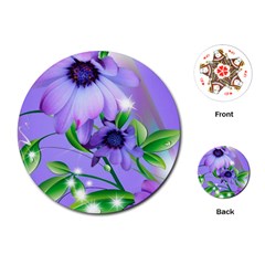 Purple Flower Nature Playing Cards Single Design (round)