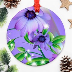 Purple Flower Nature Round Ornament (two Sides)