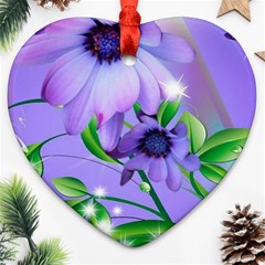 Purple Flower Nature Heart Ornament (two Sides) by Posterlux