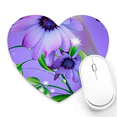 Purple Flower Nature Heart Mousepad by Posterlux