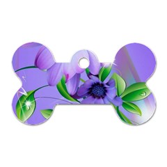 Purple Flower Nature Dog Tag Bone (two Sides)