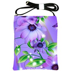 Purple Flower Nature Shoulder Sling Bag