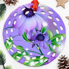 Purple Flower Nature Ornament (round Filigree)