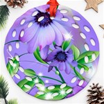 Purple Flower Nature Ornament (Round Filigree) Front