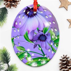 Purple Flower Nature Ornament (oval Filigree)