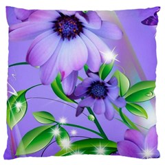 Purple Flower Nature Large Cushion Case (one Side)