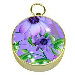 Purple Flower Nature Gold Compasses