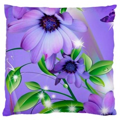 Purple Flower Nature Standard Premium Plush Fleece Cushion Case (one Side)