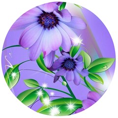 Purple Flower Nature Wooden Bottle Opener (round)