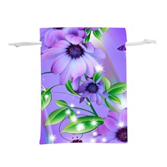 Purple Flower Nature Lightweight Drawstring Pouch (l)