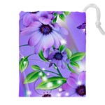 Purple Flower Nature Drawstring Pouch (5XL) Front