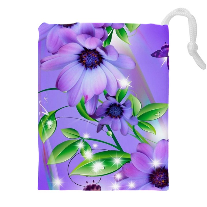 Purple Flower Nature Drawstring Pouch (5XL)