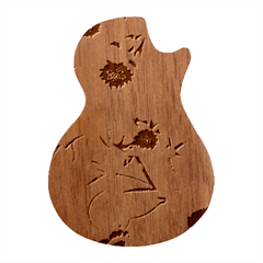 Purple Flower Nature Guitar Shape Wood Guitar Pick Holder Case And Picks Set