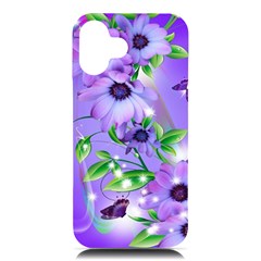 Purple Flower Nature Iphone 16 Plus Black Uv Print Pc Hardshell Case by Posterlux