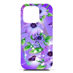 Purple Flower Nature Iphone 16 Pro Black Uv Print Pc Hardshell Case by Posterlux