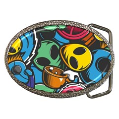 Funky Alien Pattern Abstract Colourful Drawing Belt Buckles