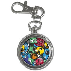 Funky Alien Pattern Abstract Colourful Drawing Key Chain Watches by Posterlux