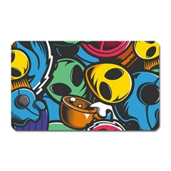 Funky Alien Pattern Abstract Colourful Drawing Magnet (rectangular) by Posterlux