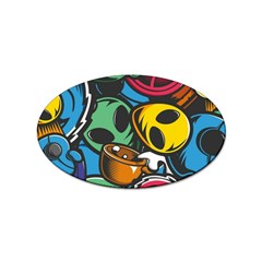 Funky Alien Pattern Abstract Colourful Drawing Sticker Oval (10 Pack)