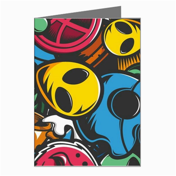 Funky Alien Pattern Abstract Colourful Drawing Greeting Card