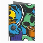 Funky Alien Pattern Abstract Colourful Drawing Greeting Card Right