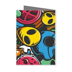 Funky Alien Pattern Abstract Colourful Drawing Mini Greeting Cards (pkg Of 8) by Posterlux