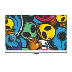 Funky Alien Pattern Abstract Colourful Drawing Business Card Holder