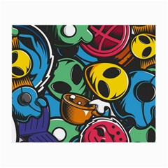 Funky Alien Pattern Abstract Colourful Drawing Small Glasses Cloth