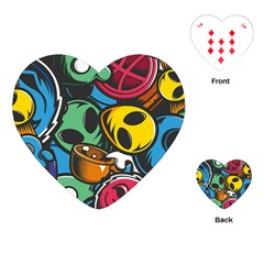 Funky Alien Pattern Abstract Colourful Drawing Playing Cards Single Design (heart)