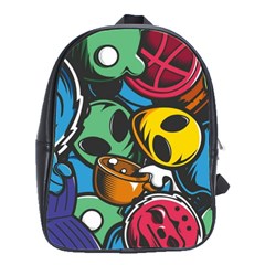 Funky Alien Pattern Abstract Colourful Drawing School Bag (large) by Posterlux