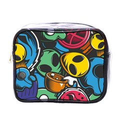 Funky Alien Pattern Abstract Colourful Drawing Mini Toiletries Bag (one Side)