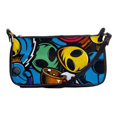 Funky Alien Pattern Abstract Colourful Drawing Shoulder Clutch Bag