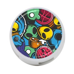 Funky Alien Pattern Abstract Colourful Drawing 4-port Usb Hub (one Side) by Posterlux