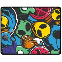 Funky Alien Pattern Abstract Colourful Drawing Fleece Blanket (medium)