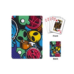 Funky Alien Pattern Abstract Colourful Drawing Playing Cards Single Design (mini)