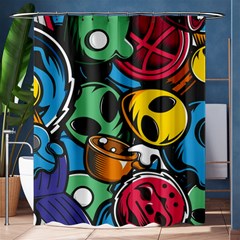 Funky Alien Pattern Abstract Colourful Drawing Shower Curtain 60  X 72  (medium) 