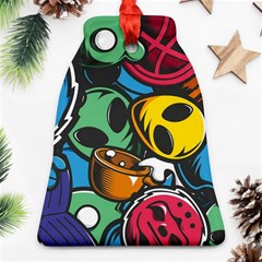 Funky Alien Pattern Abstract Colourful Drawing Ornament (bell)