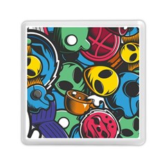 Funky Alien Pattern Abstract Colourful Drawing Memory Card Reader (square)