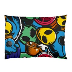 Funky Alien Pattern Abstract Colourful Drawing Pillow Case (two Sides)